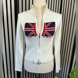 NWT Edikted Cream Ribbed Zip-Up Sweater Sz M